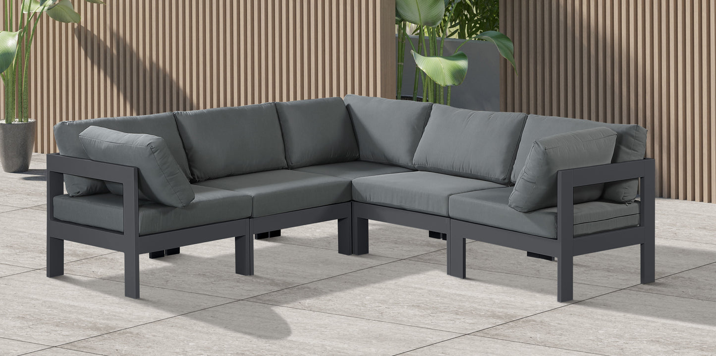 Nizuc - Outdoor Patio 5 Piece Modular Sectional With Gray Frame