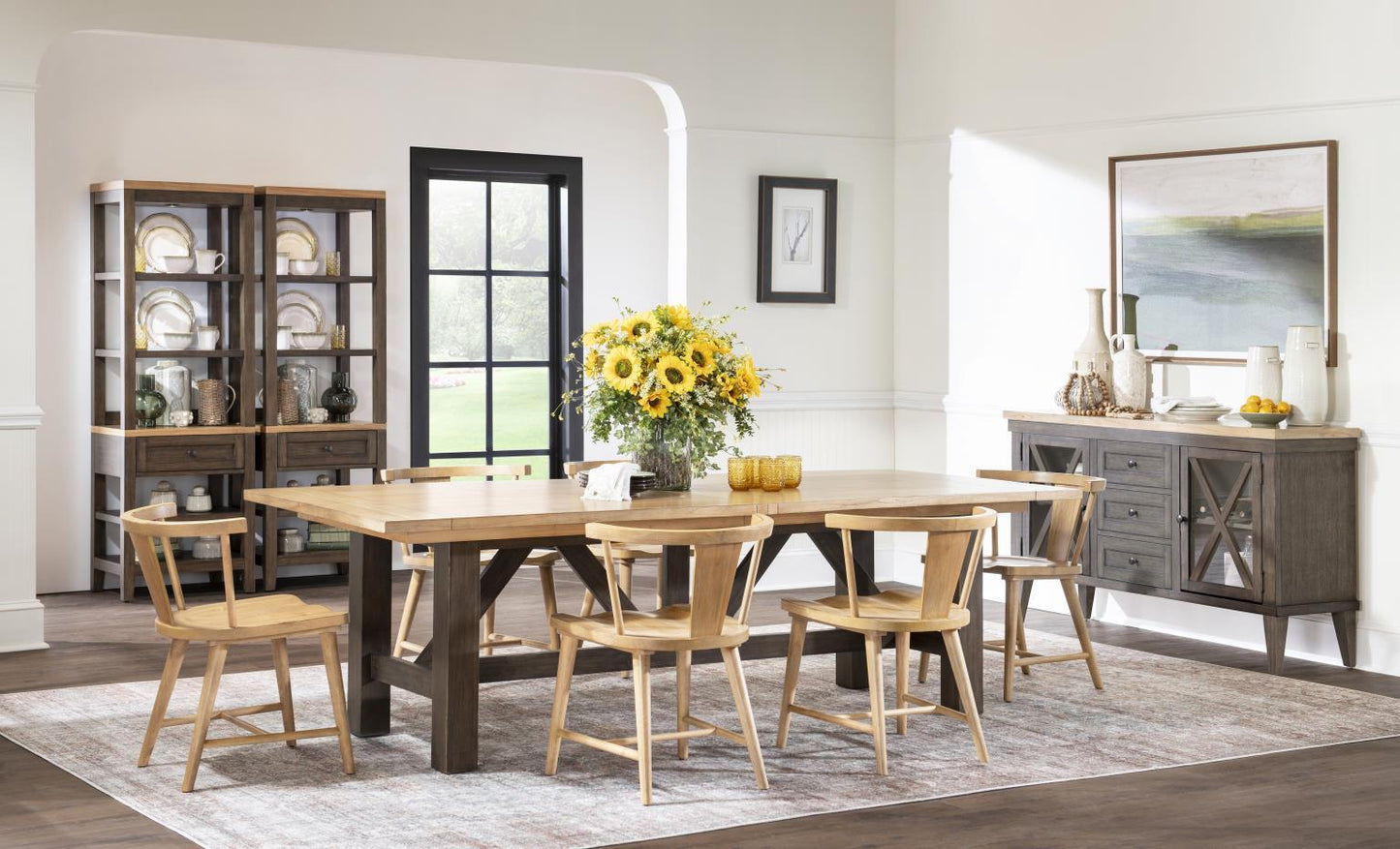 XXX's And OOO's - Trestle Dining Table - Two Tone