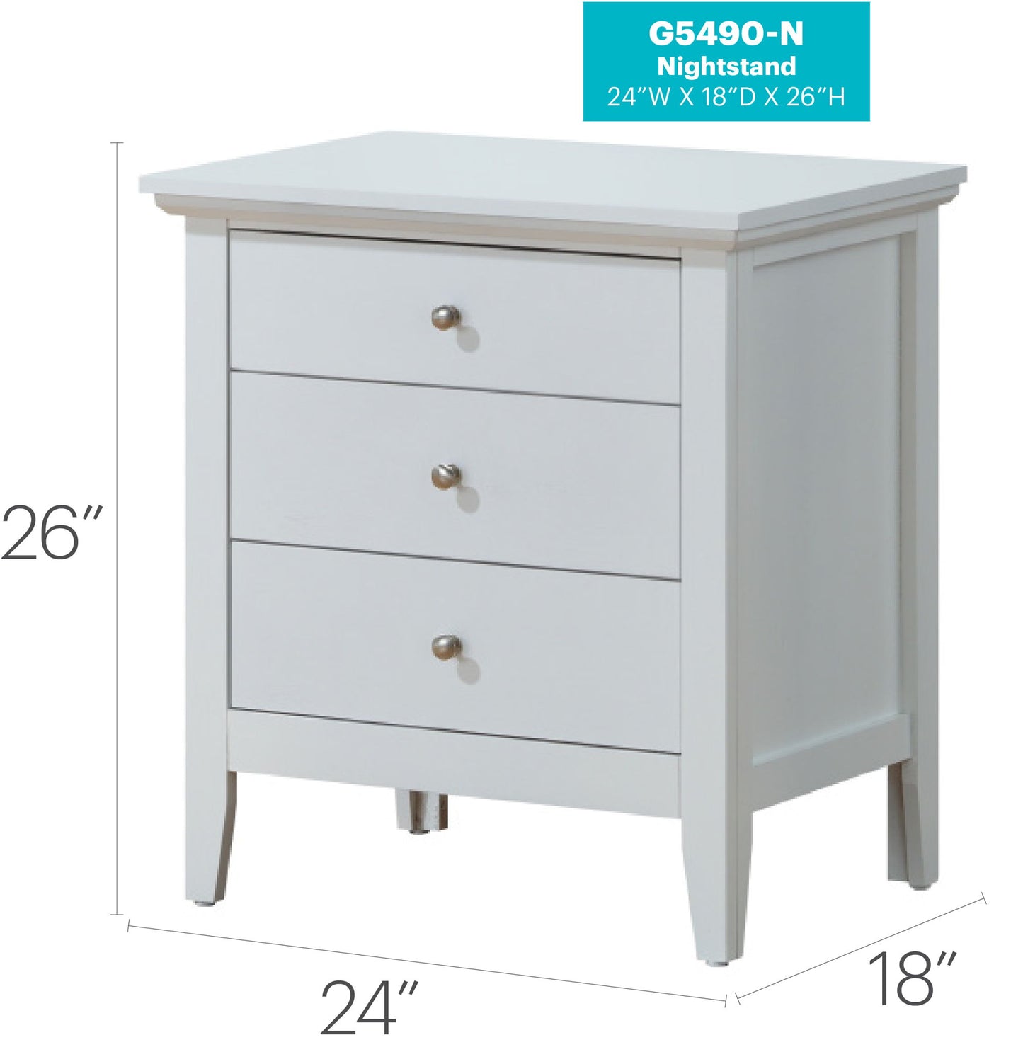 Glory Furniture - Hammond - 3 Drawer Nightstand