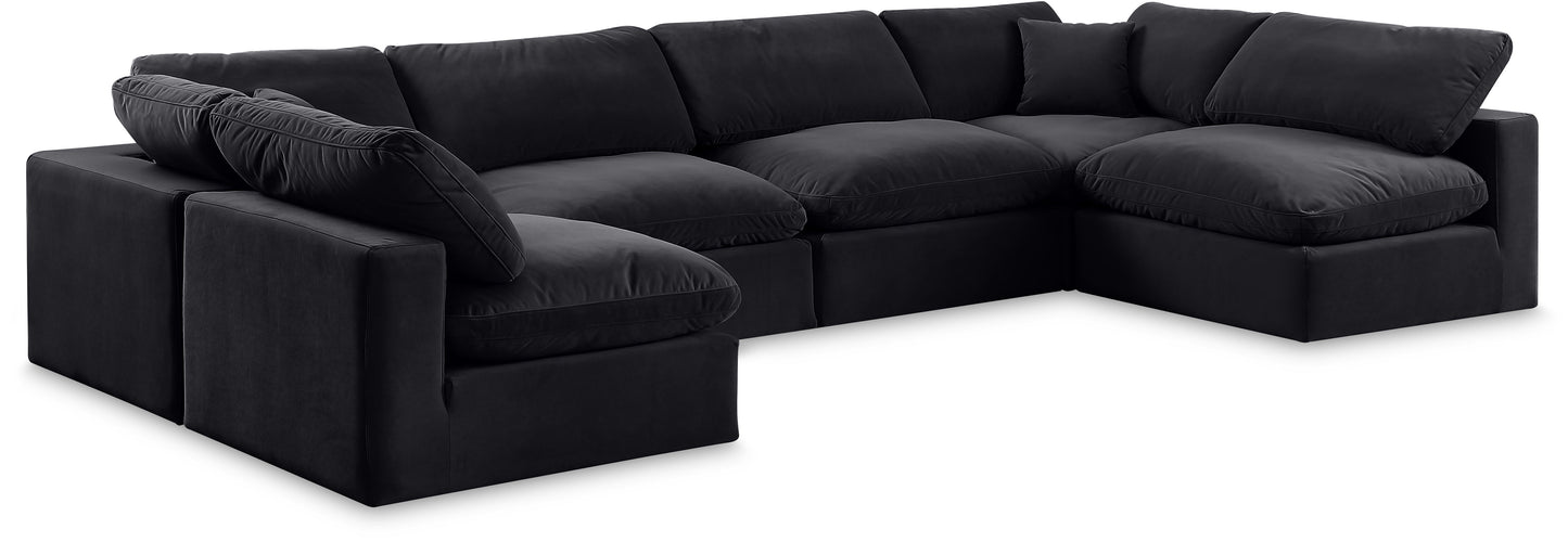 Comfy - 6 Piece Velvet Modular Armless Sectional