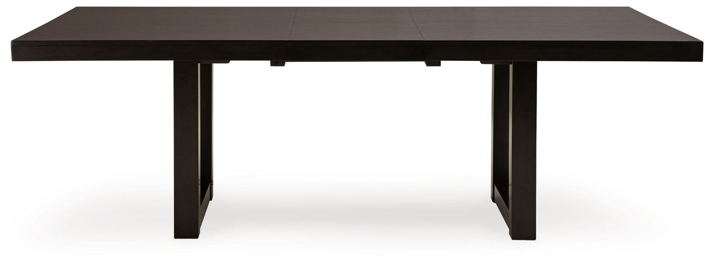 Neymorton - 7 Pc. - Rectangular Extension Table, 6 Side Chairs - Dark Grayish Brown