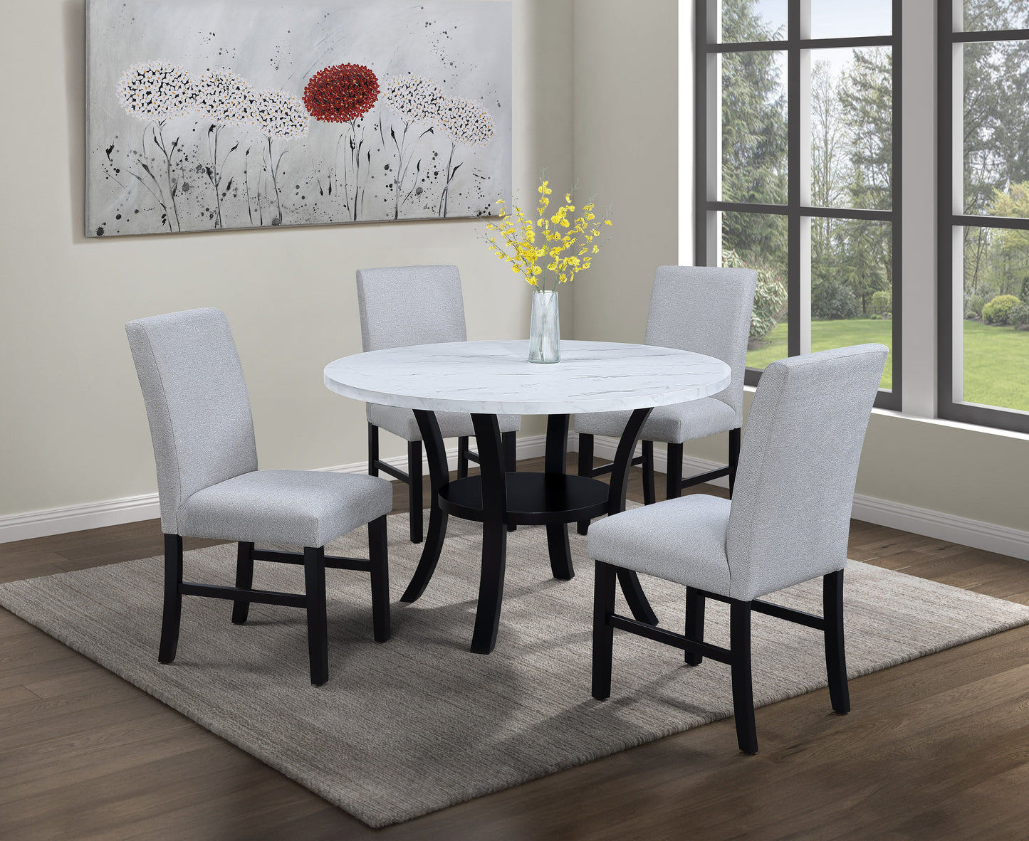 Isla - Round Dining Table - White / Black