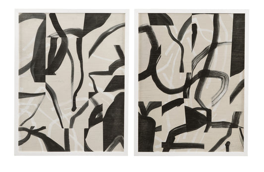 Ink Maze Framed Print (Set of 2) - Gray / Black