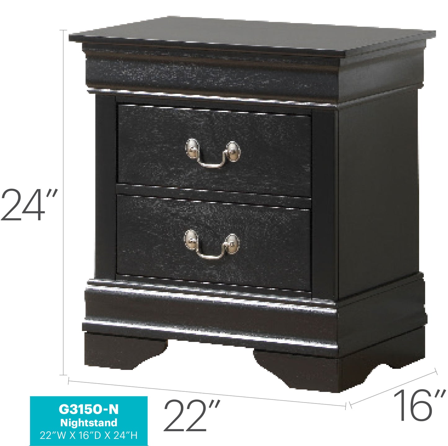 Glory Furniture - Louis Phillipe - 2 Drawer Nightstand