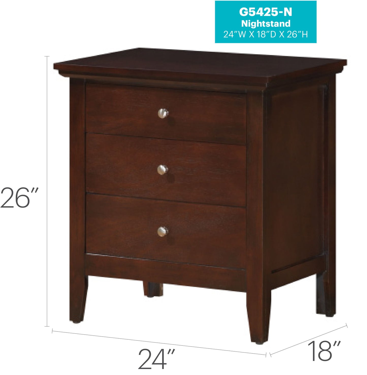 Glory Furniture - Hammond - 3 Drawer Nightstand
