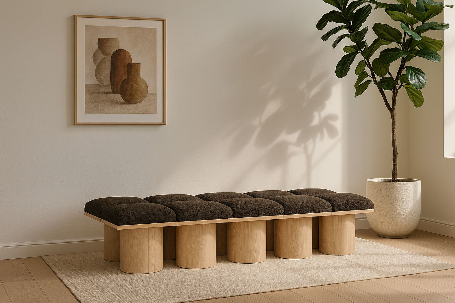 Pavilion - 10 Piece Modular Bench With Natural Base