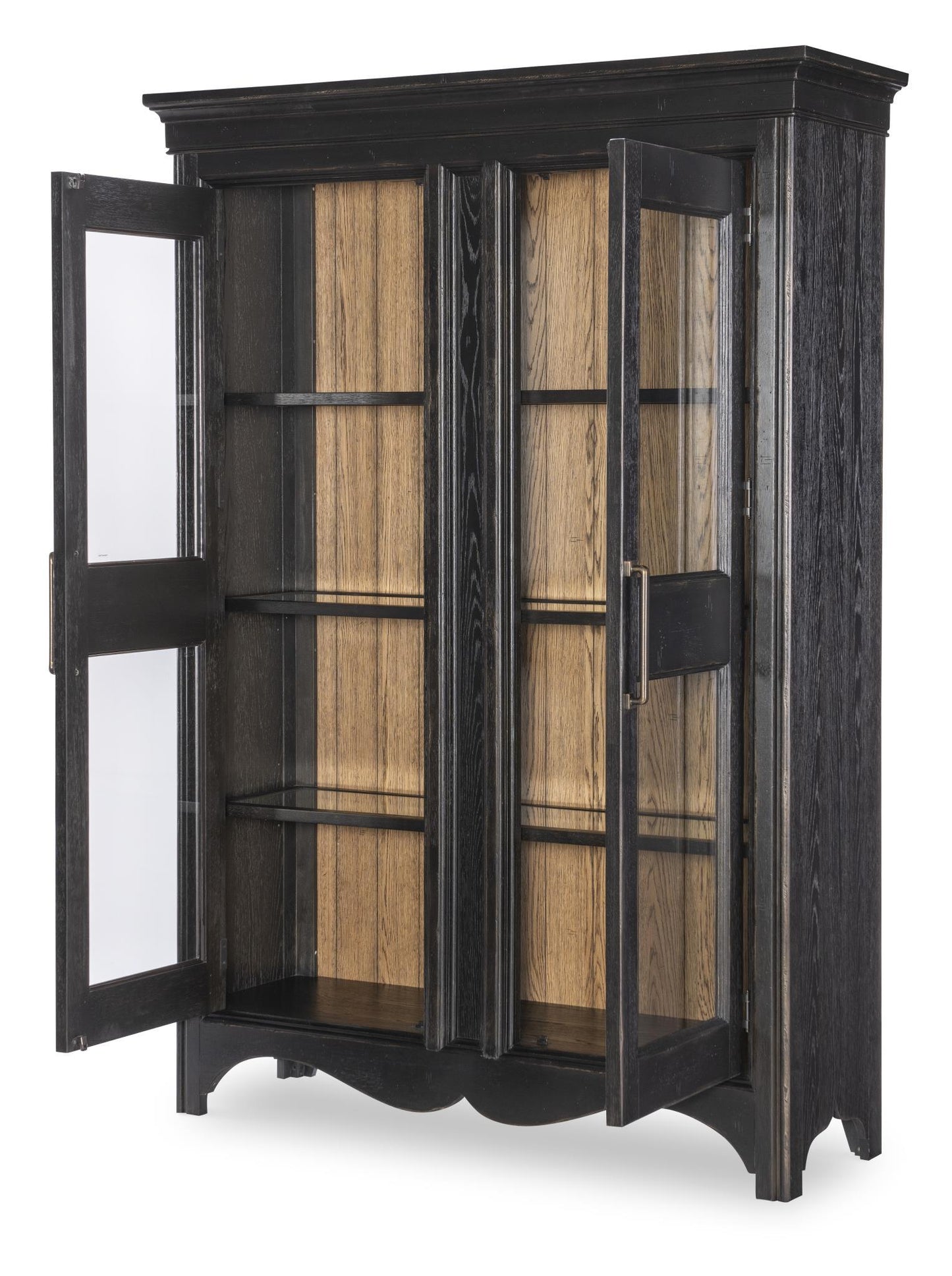 Vintage Market - Glass Front Display Cabinet - Barnwood Oak And Kettle Black