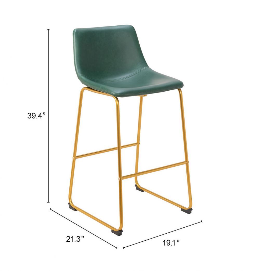 Augusta - Barstool (Set of 2) - Green / Gold