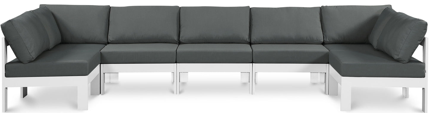 Nizuc - Outdoor Patio 7 Piece Modular Sectional With White Frame