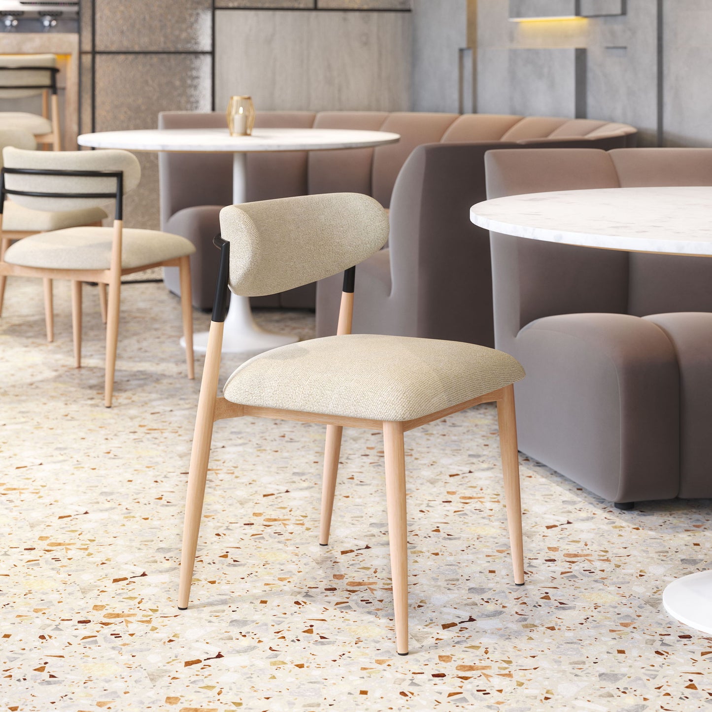 Equinox - Armless Dining Chair (Set of 2) - Oyster Gray & Natural