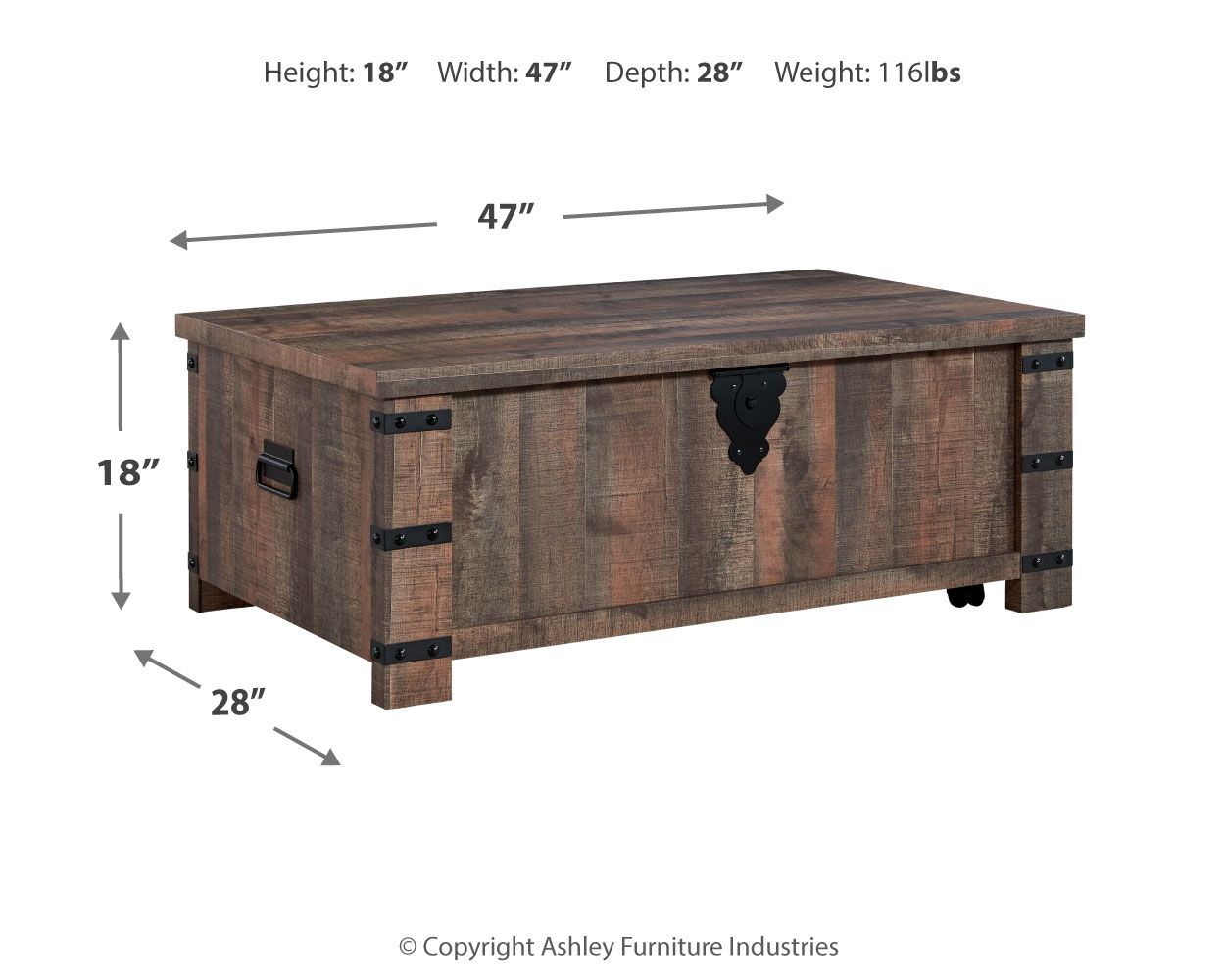 Hollum - Rustic Brown - Lift Top Cocktail Table