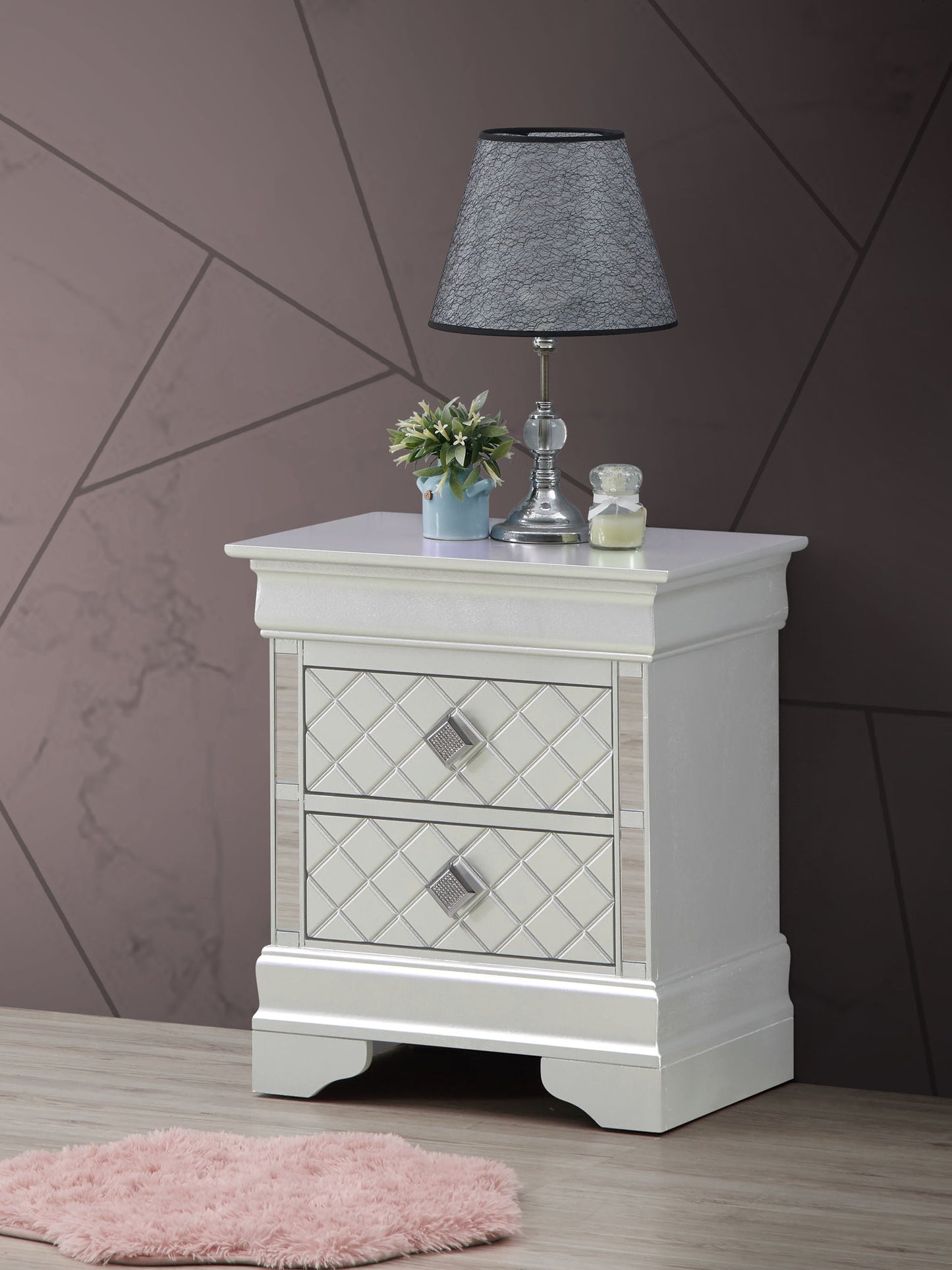 Verona - 24" Nightstand - Silver Champagne