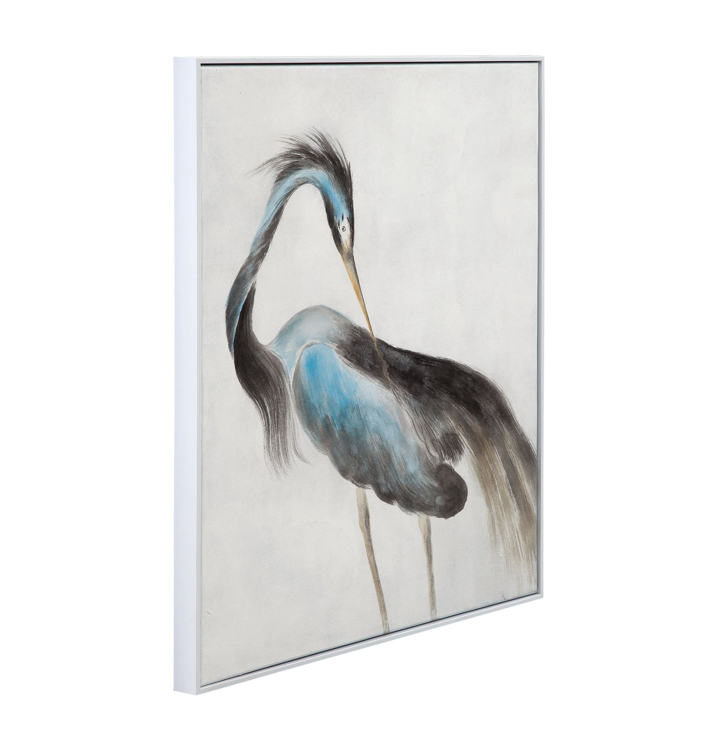 Louisiana Heron Canvas Art - Blue / Pearl Silver