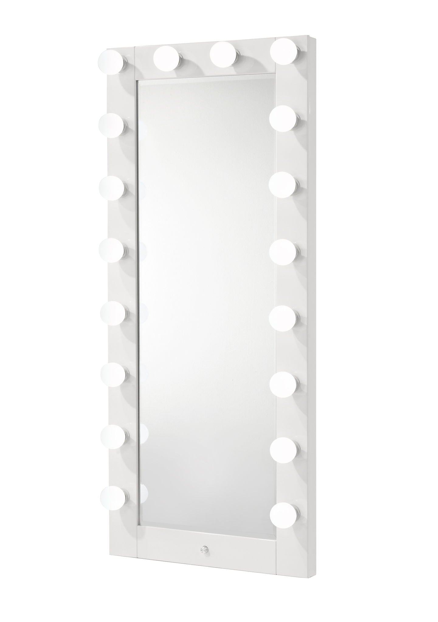 Luxo - Tall Lighted Drawer Vanity Mirror - White