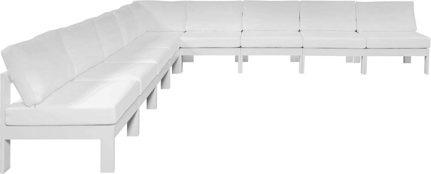 Nizuc - Outdoor Patio Modular Sectional 9 Piece - White - Metal