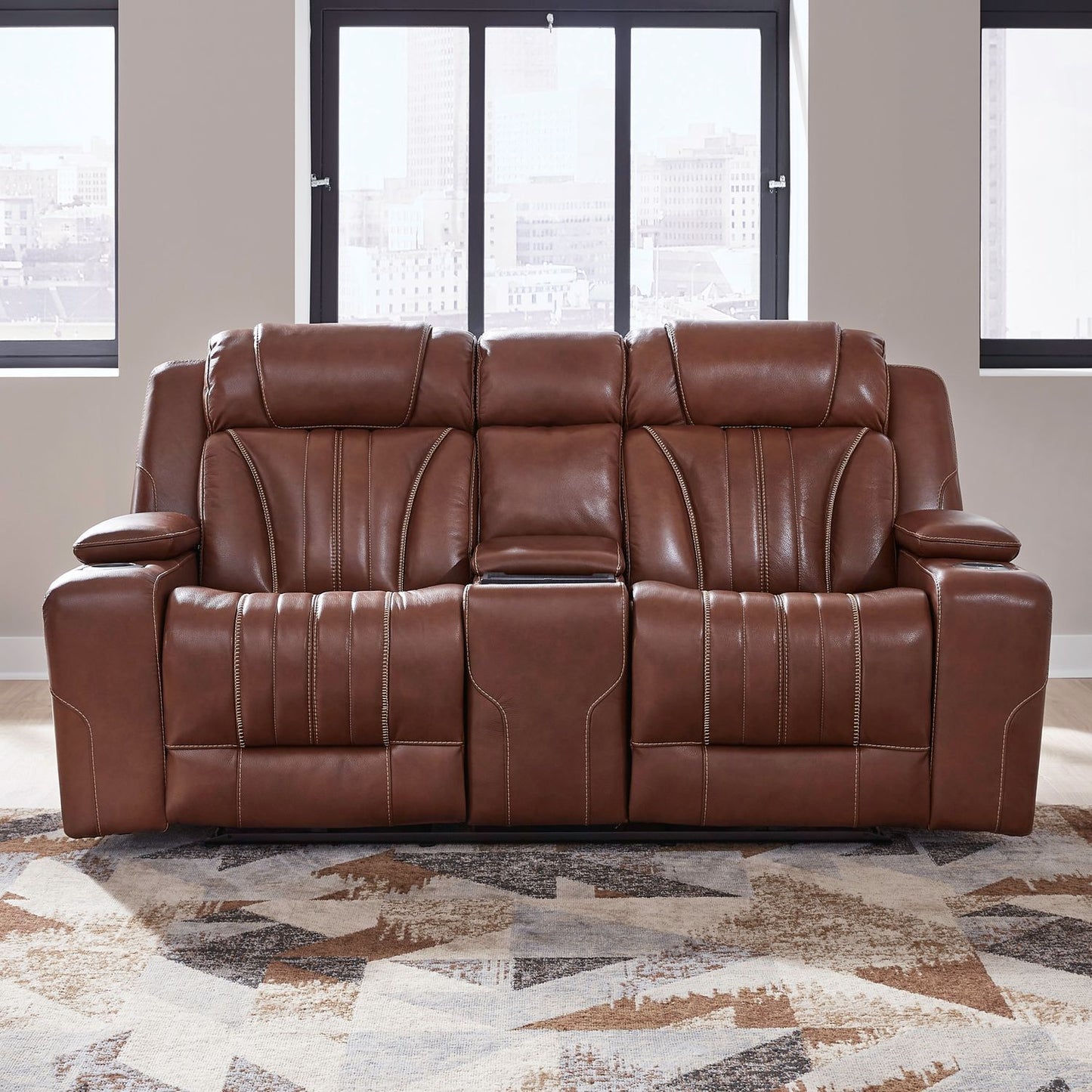 Caswell - Loveseat With Console P2 & ZG - Brown