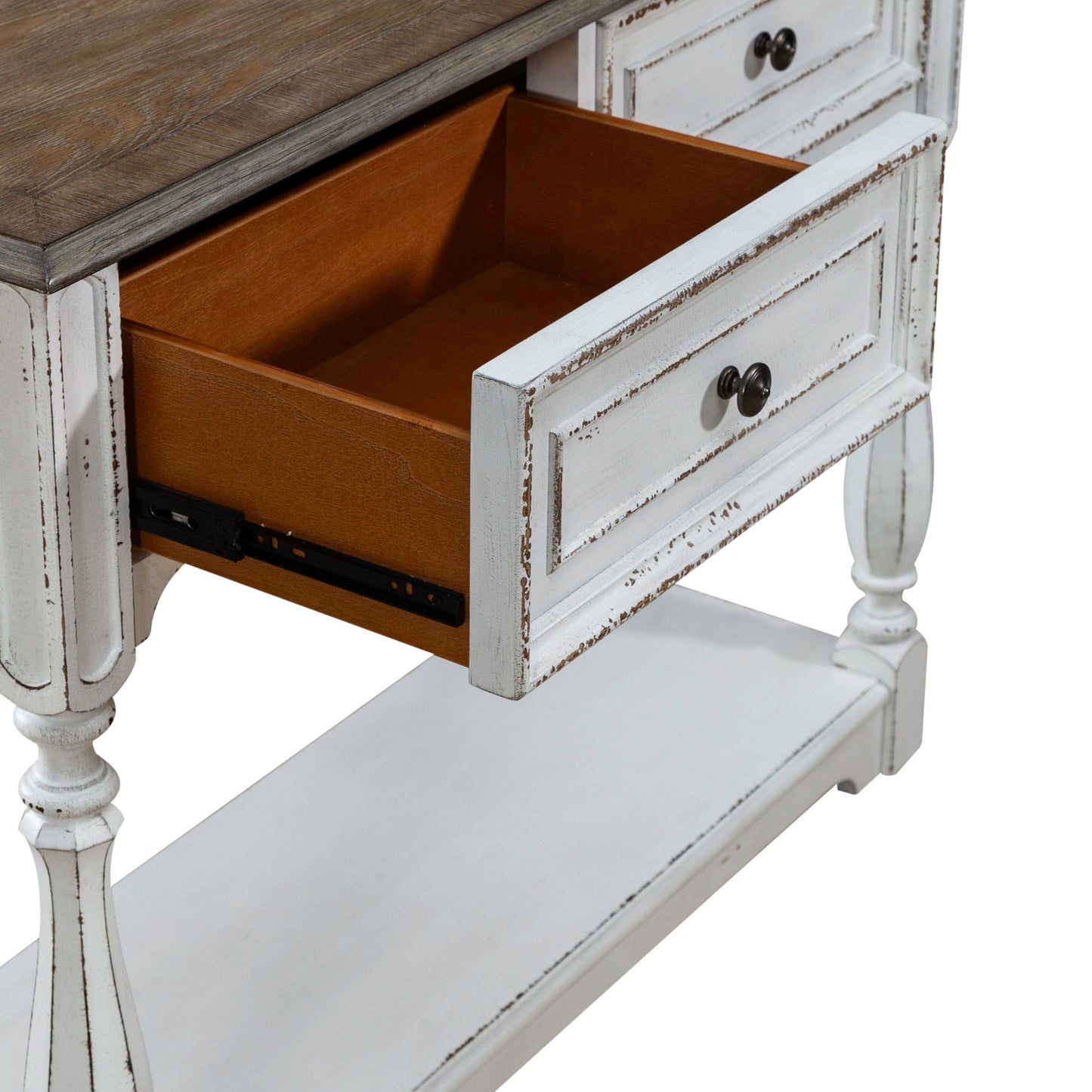 Magnolia Manor - Hall Console Bottom With Shelf For Display & Storage - White