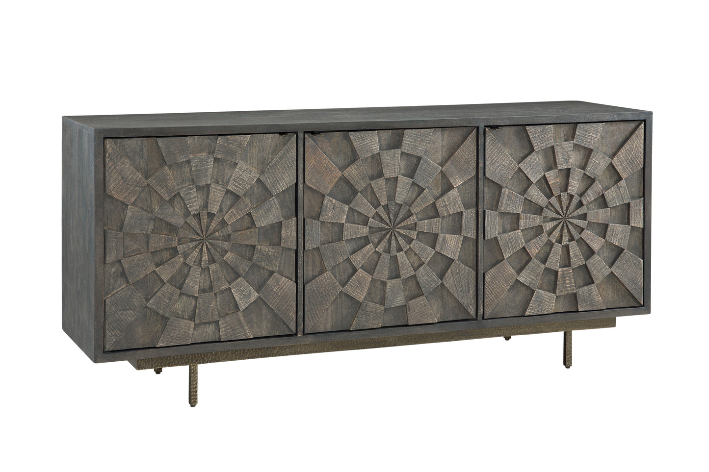 Adrienne - Server - Sandblasted Dark Brown & Antique Gold Metal