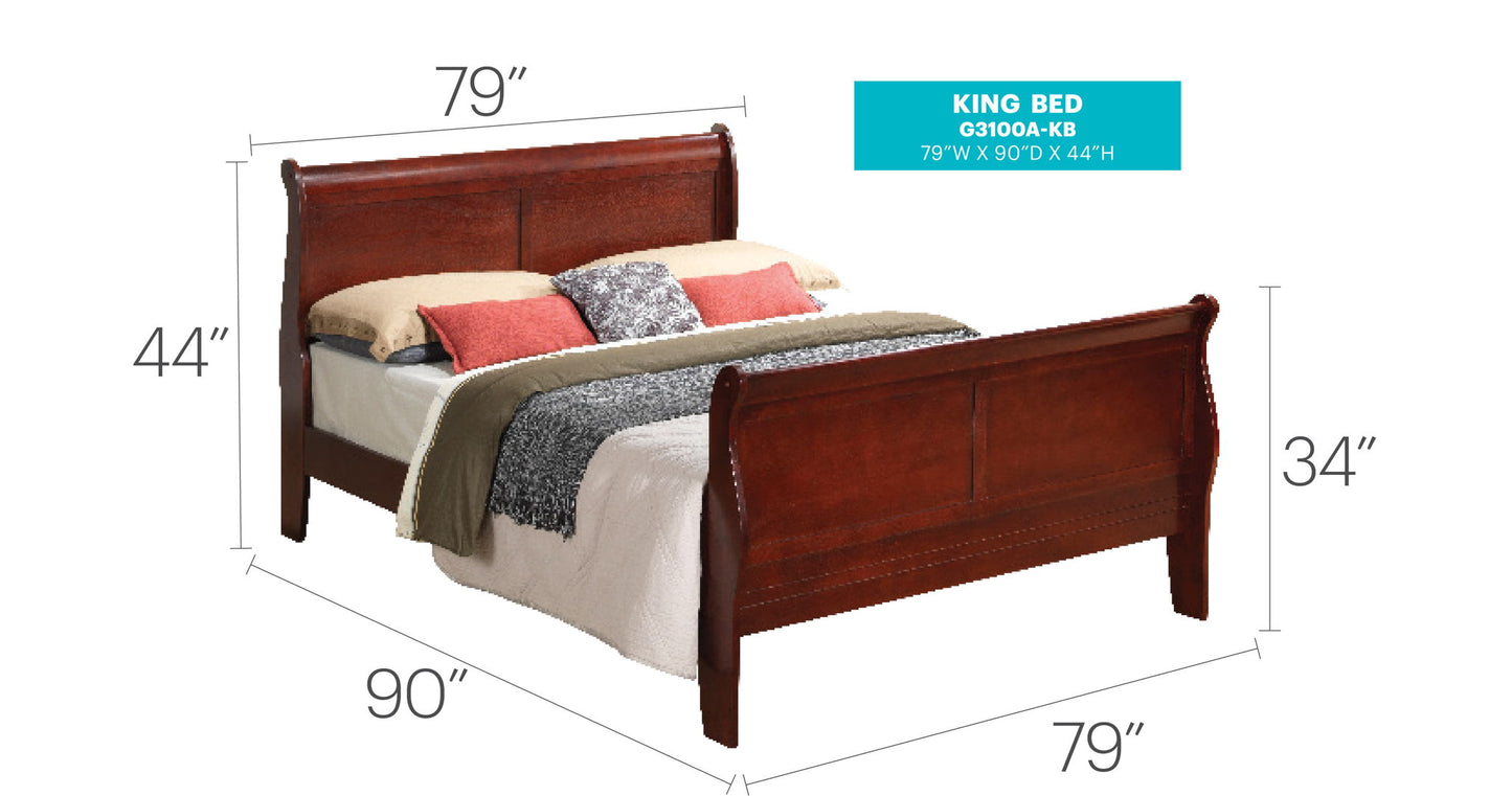 Glory Furniture - Louis Phillipe - Sleigh Bed