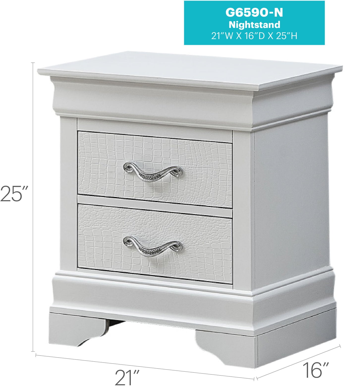 Lorana - 24" Nightstand - Silver Champagne