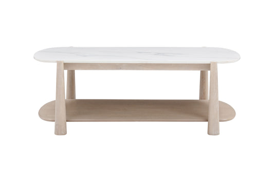 Horizons - Cocktail Table - White Oak / White Marble