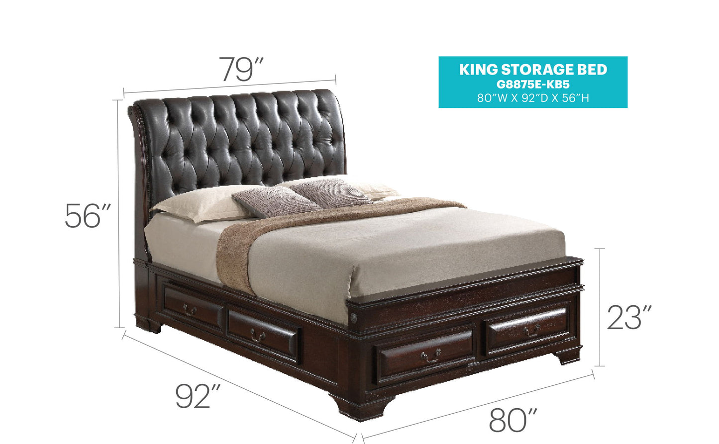 Glory Furniture - LaVita - Faux Leather Upholstered Storage Bed