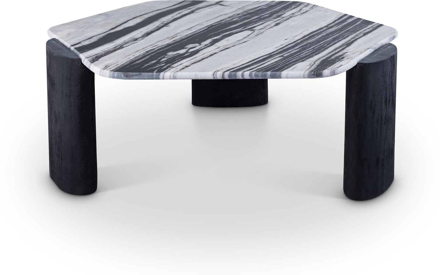 Pozzuoli - Marble Top And Mango Wood Base Coffee Table - Panda