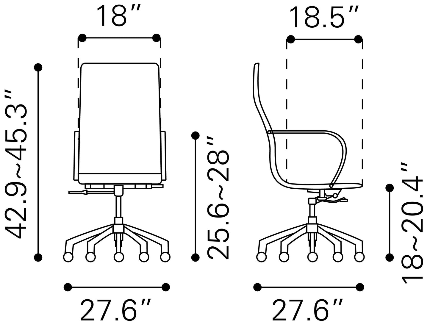 Glider - High Back Office Chair - Taupe