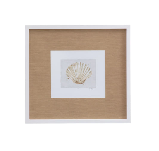 Neutral Shell Fresco IV Framed Print - Light Brown / White