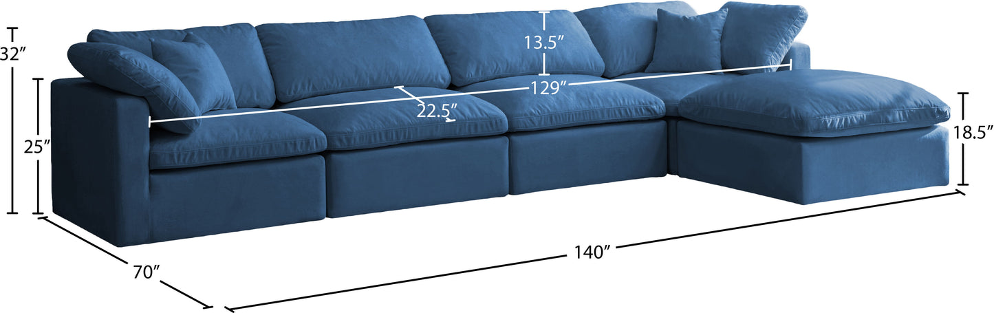 Plush - Velvet Standart Comfort Modular Sectional - Navy - Modern & Contemporary