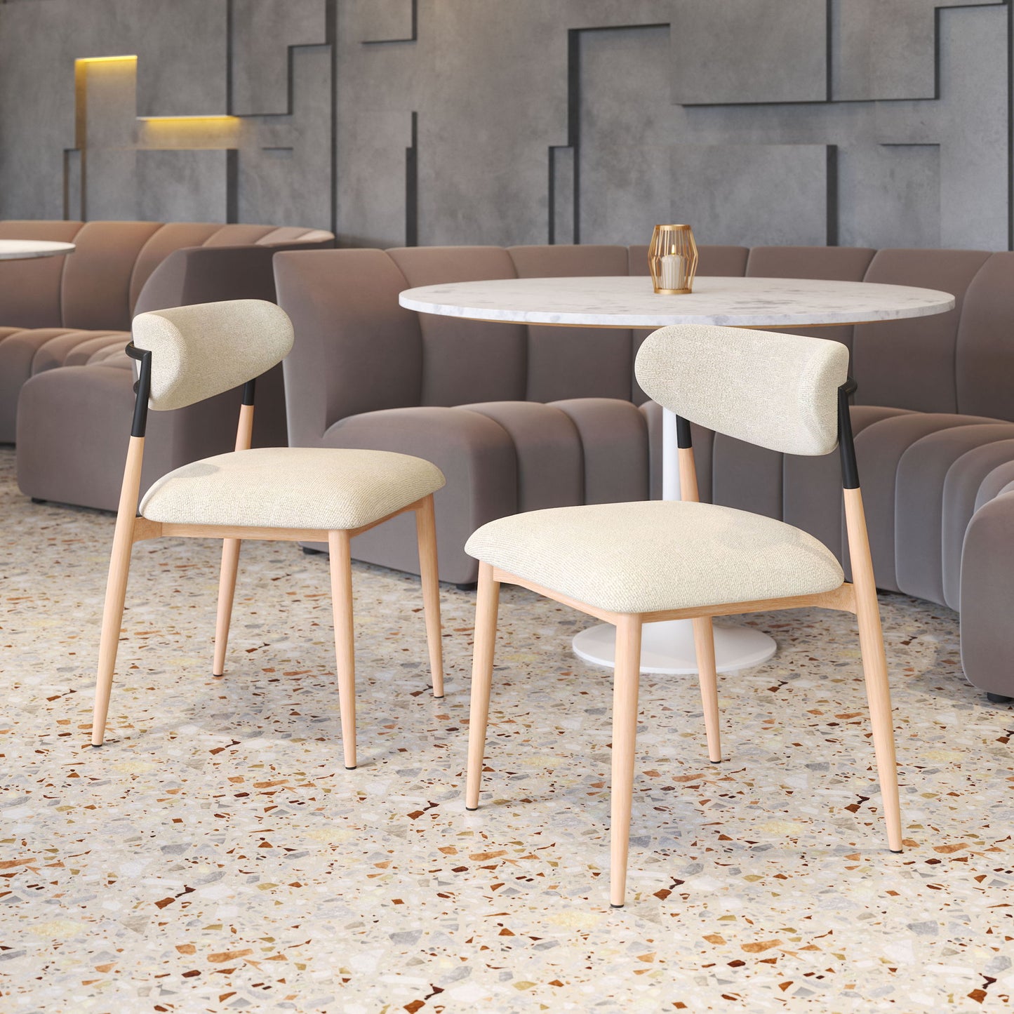 Equinox - Armless Dining Chair (Set of 2) - Oyster Gray & Natural