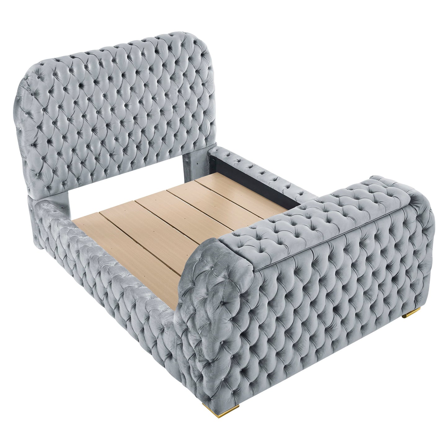 Natalia - Upholstered Bed With Decking Board Set