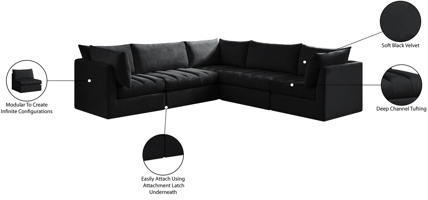 Jacob - Modular Sectional 5 Piece - Black - Fabric