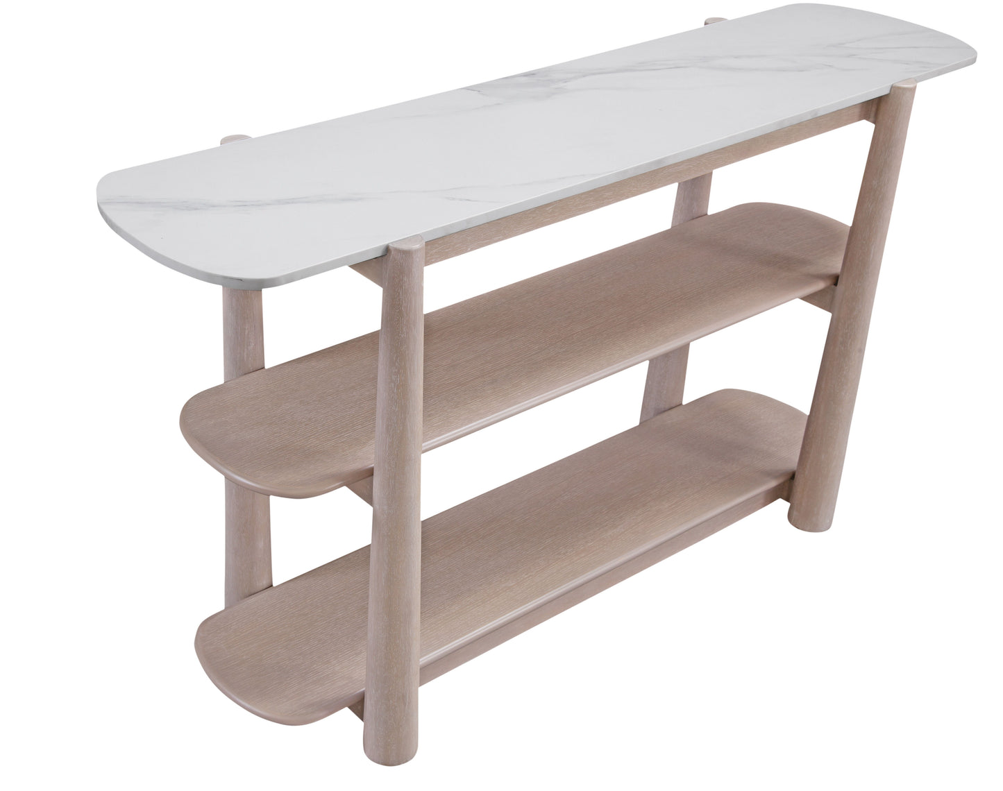 Horizons - Console Table - White Oak / White Marble