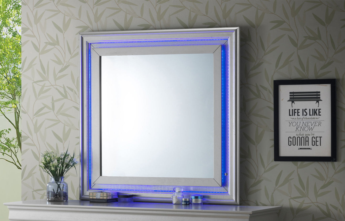 Lorana - 38" Mirror WIth LED - Silver Champagne