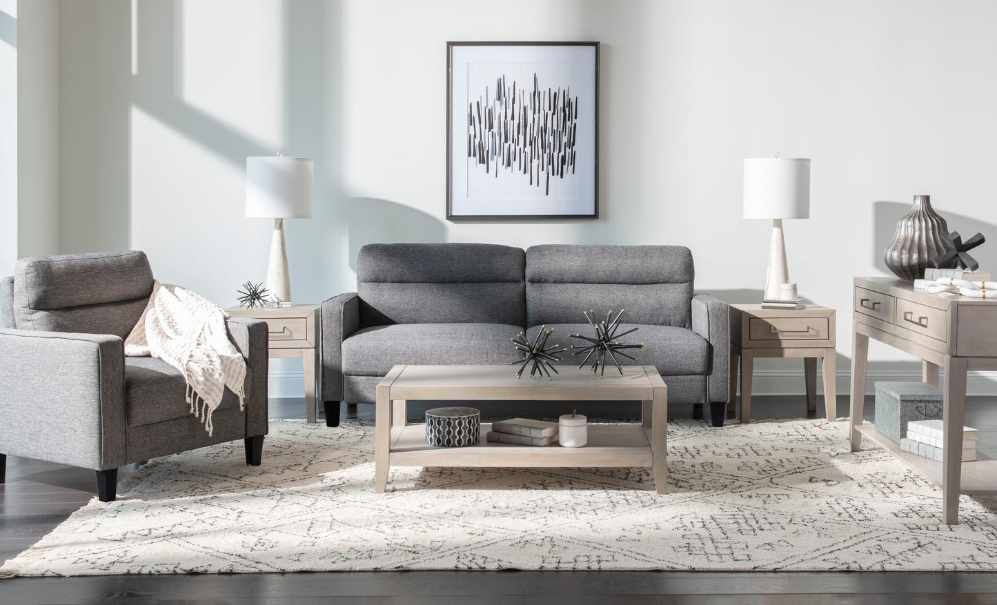 Nolan - Channeled Loveseat - Medium Gray Velvet