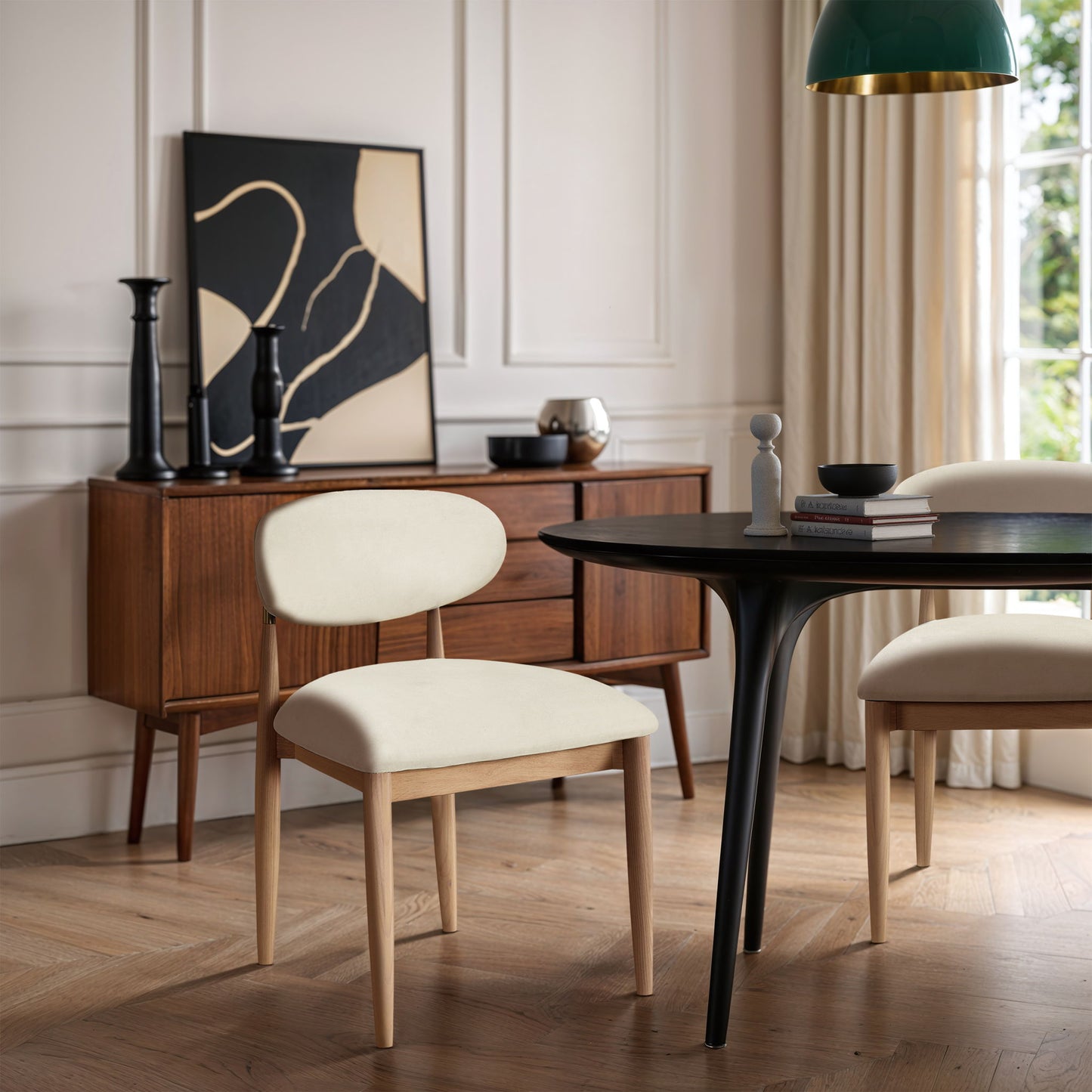 Riccio - Faux Leather Dining Side Chair (Set of 2) - Natural Frame