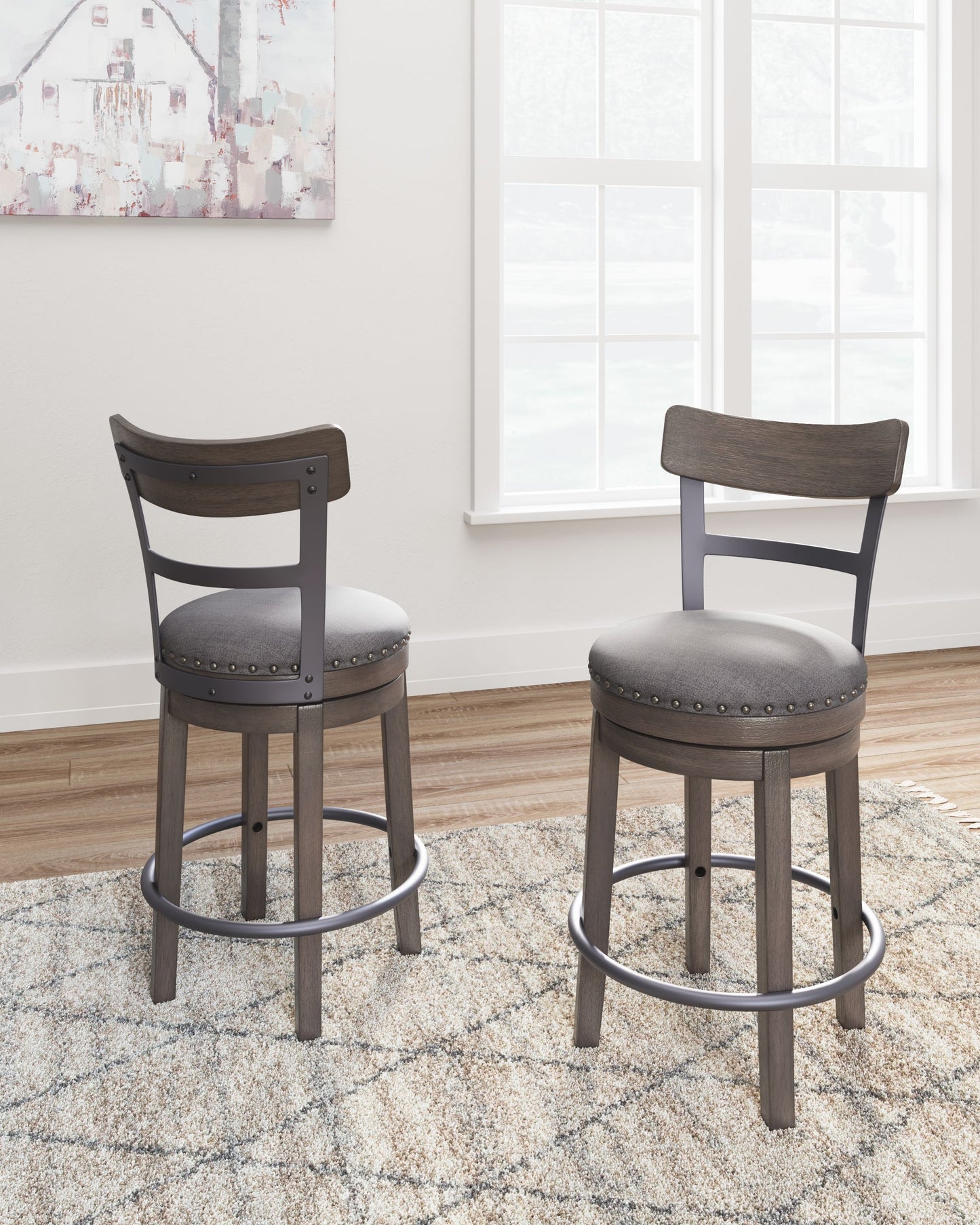 Caitbrook - Gray - Uph Swivel Barstool