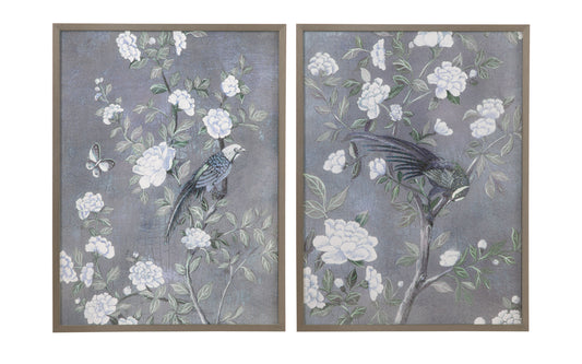 Birds & Blooms Framed Print (Set of 2) - Blue