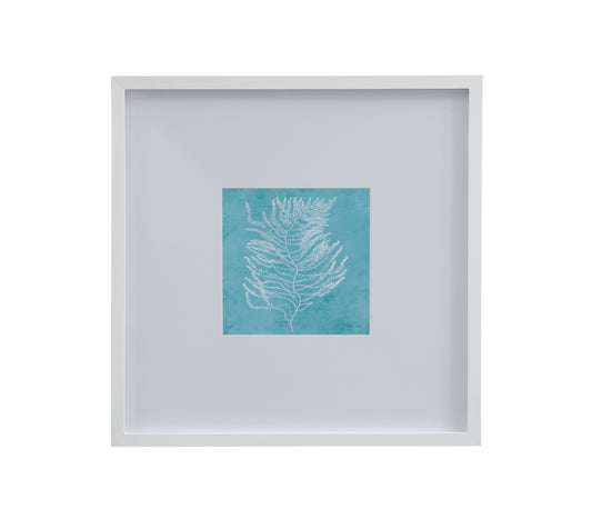 White Coral On Blue III Framed Print - Blue / White