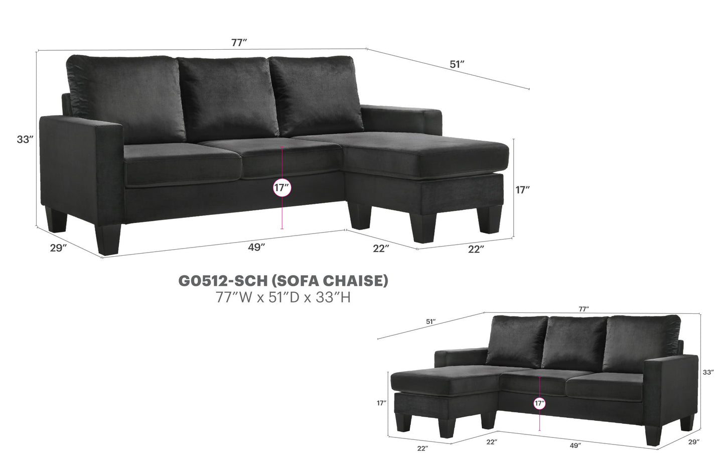 Glory Furniture - Jessica - Sofa Chaise