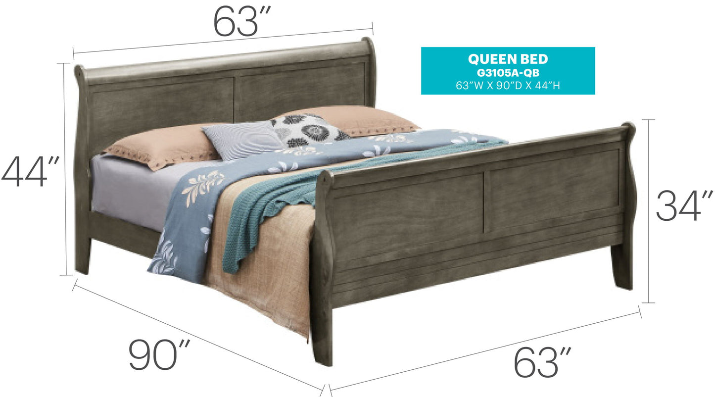 Glory Furniture - Louis Phillipe - Sleigh Bed