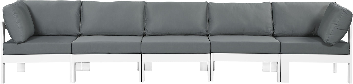 Nizuc - Outdoor Patio 5 Seat Modular Sofa With White Frame