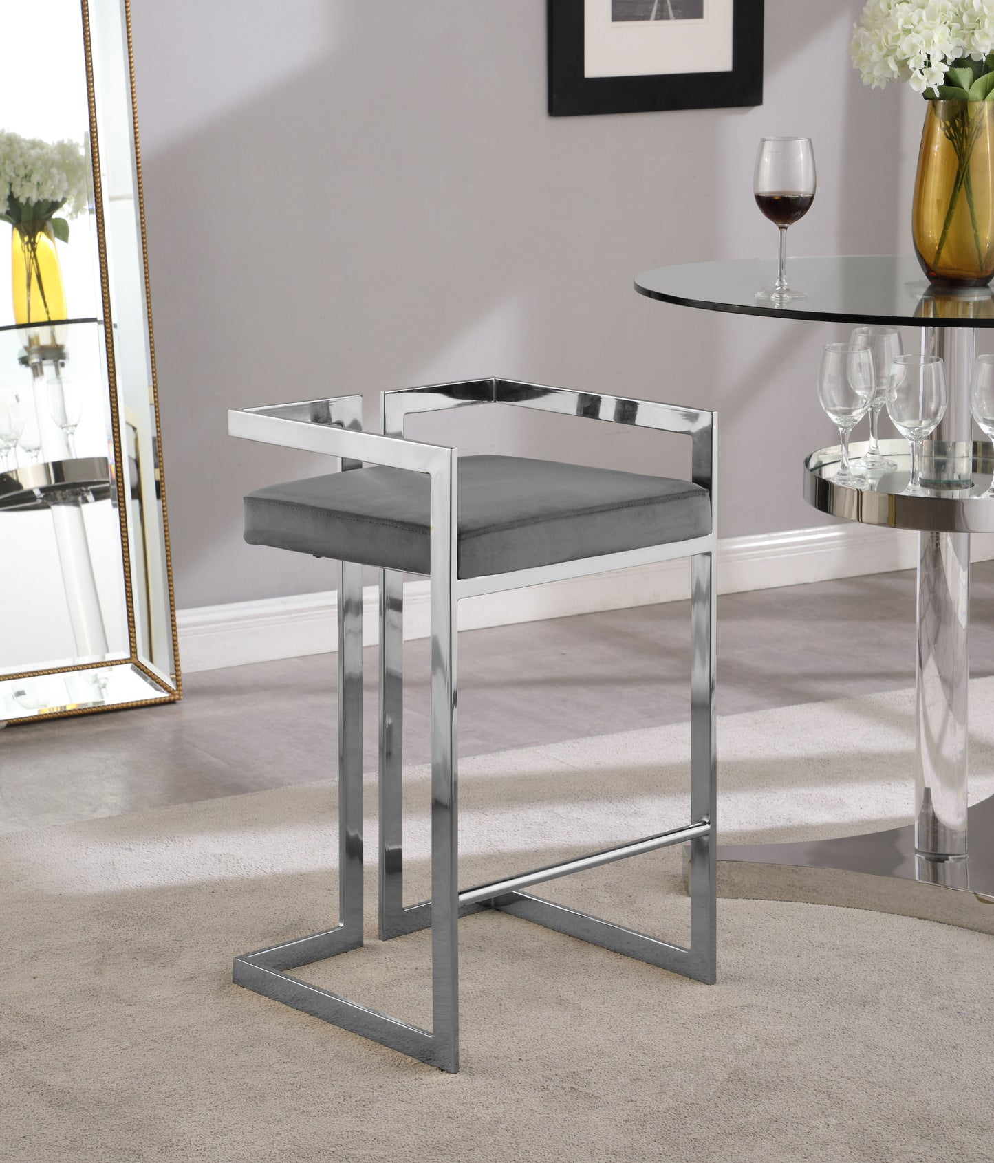 Ezra - Stool with Chrome Legs (Set of 2)