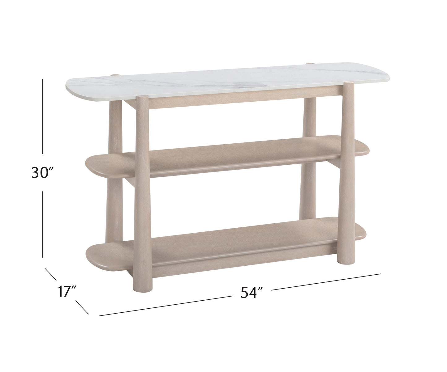 Horizons - Console Table - White Oak / White Marble