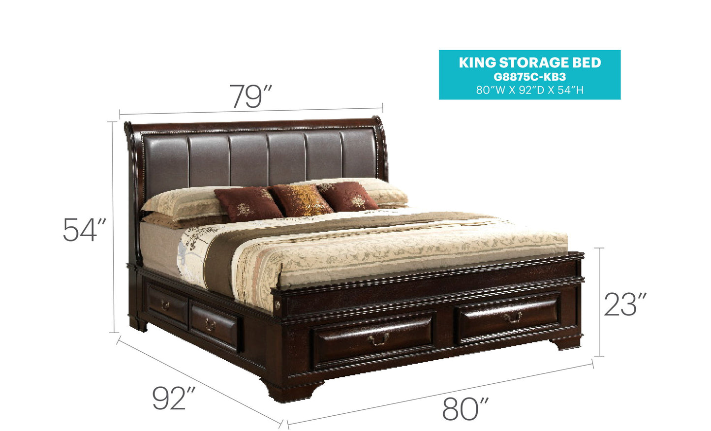 Glory Furniture - LaVita - Upholstered Storage Bed