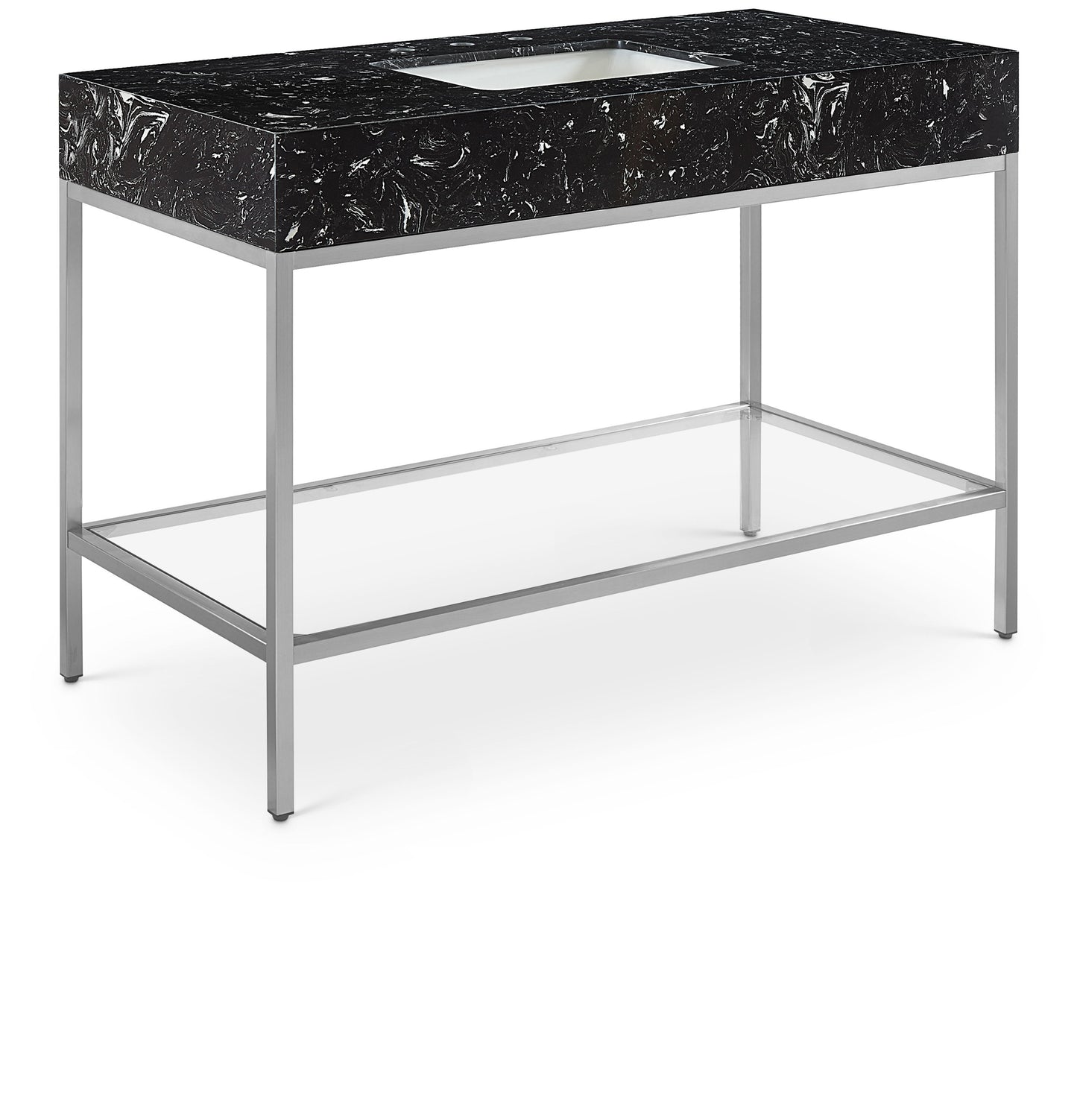 Marmo - Engineered Marble Bathroom Vanity With Chrome Base
