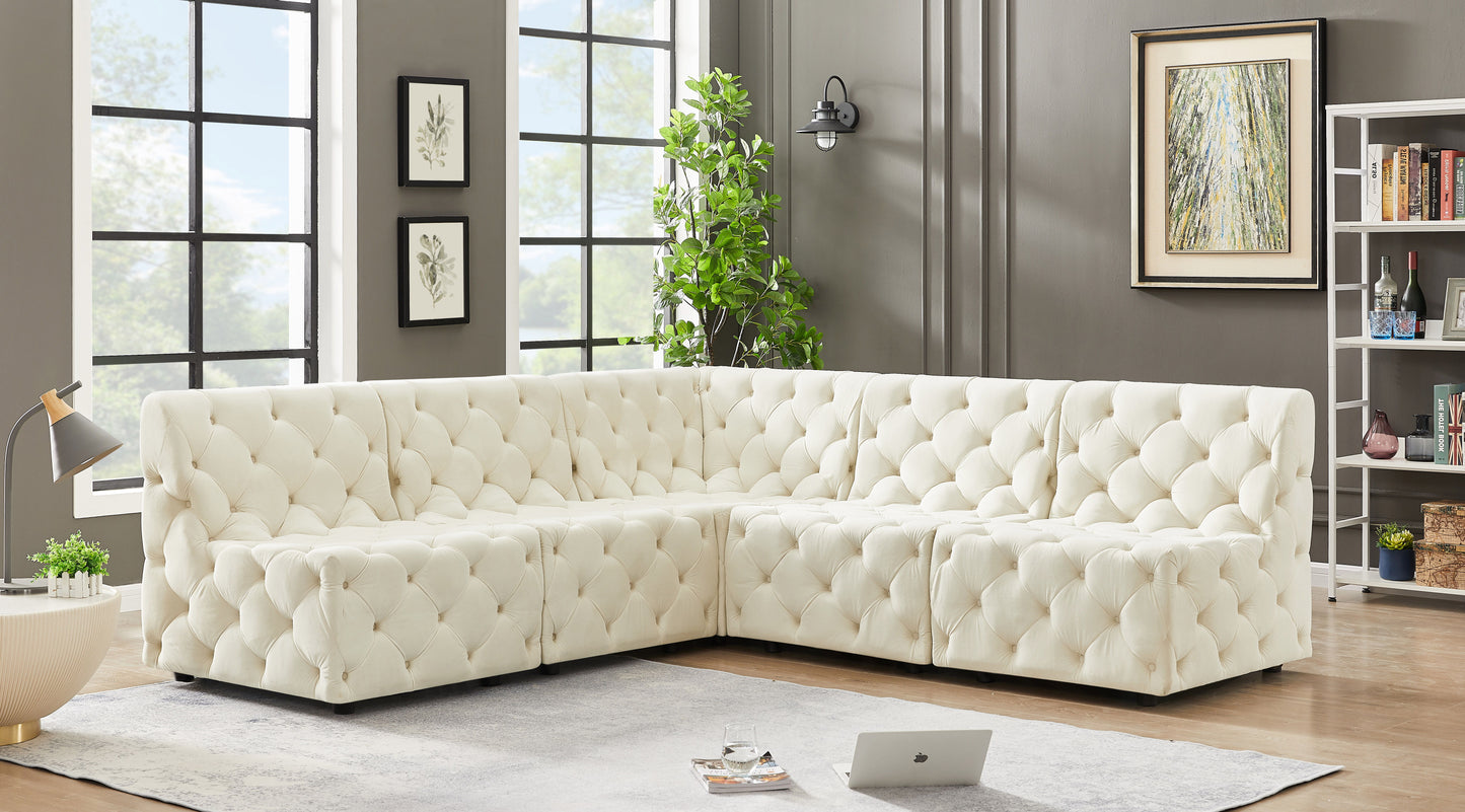 Tuft - Modular Sectional 5 Piece - Cream - Modern & Contemporary