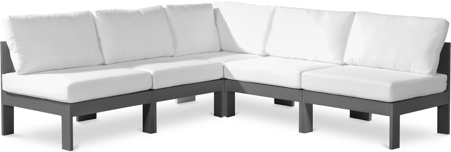 Nizuc - Outdoor Patio 5 Piece Modular Sectional With Gray Frame