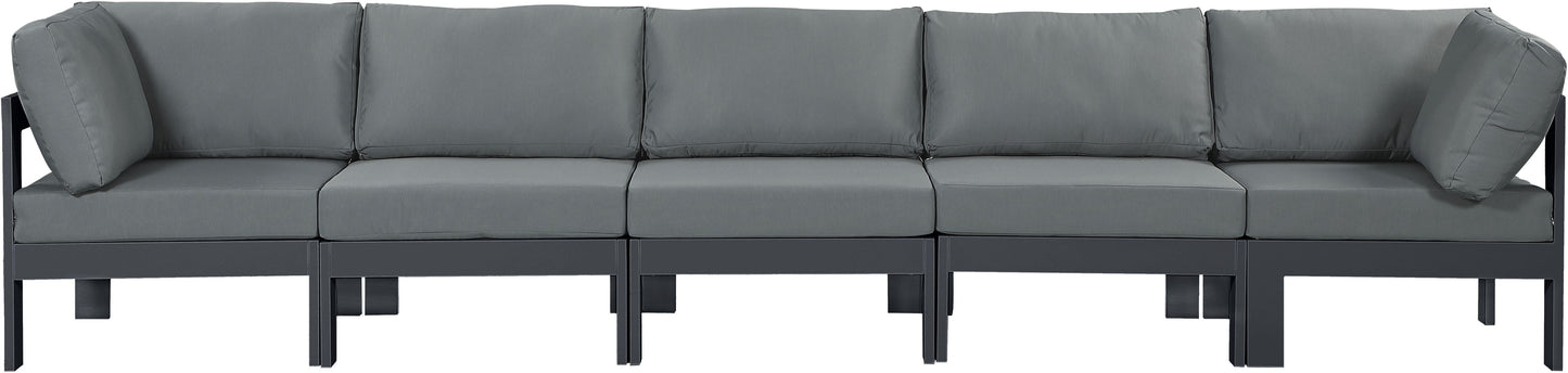 Nizuc - Outdoor Patio 5 Seat Modular Sofa With Gray Frame